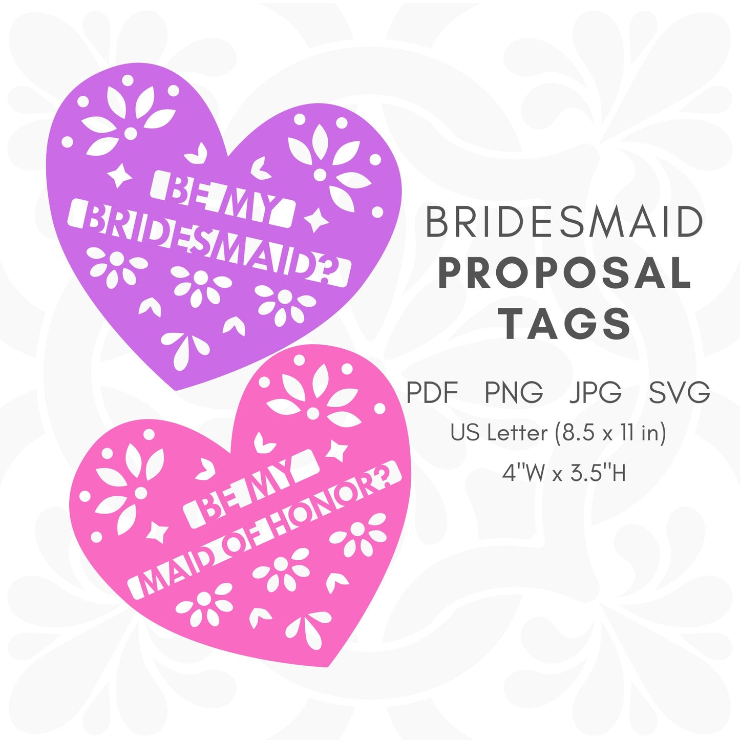 Papel Picado Bridesmaid Heart Proposal Card, Fiesta Weddings, Instant Digital Download, SVG PDF JPG