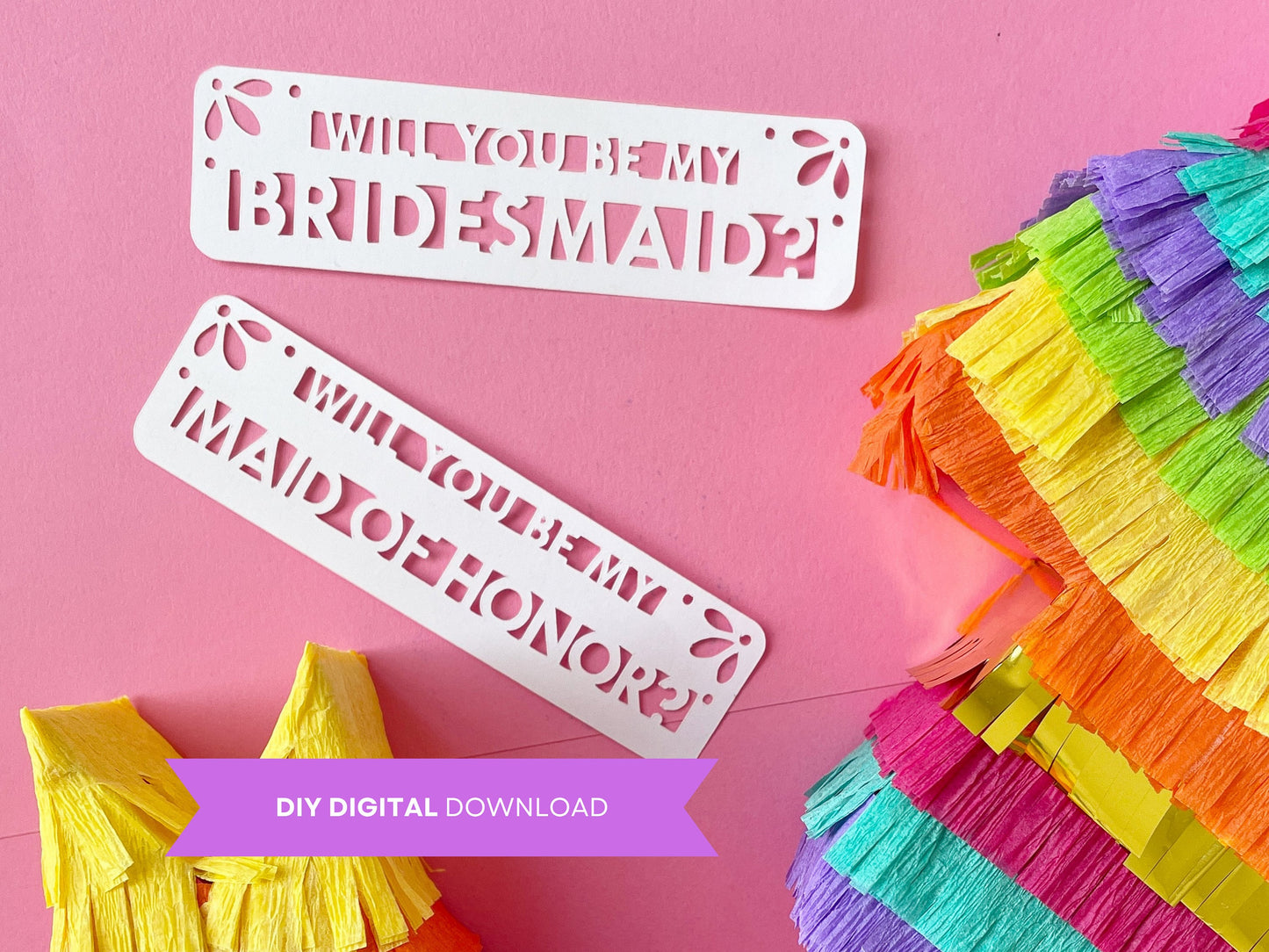 Papel Picado Bridesmaid Proposal Tags, Fiesta Weddings, Instant Digital Download, SVG PDF JPG