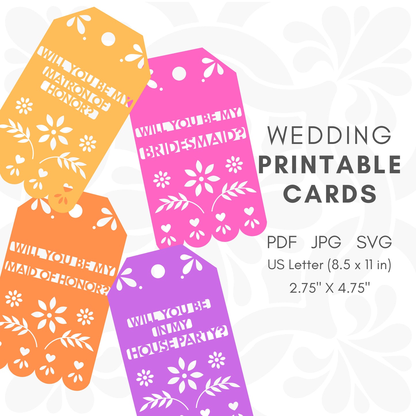 Papel Picado Bridesmaid Proposal Card, Fiesta Weddings, Instant Digital Download, SVG PDF JPG